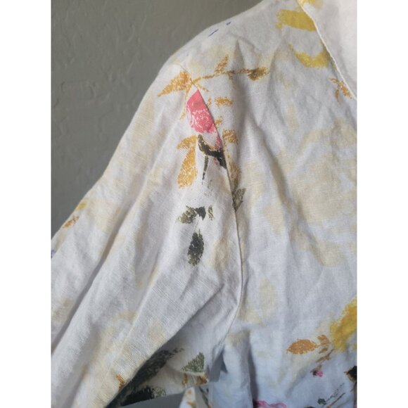 Harve Bernard Collared Button Down 3/4 Sleeve Linen Floral Top Size XL City Chic - Picture 6 of 12